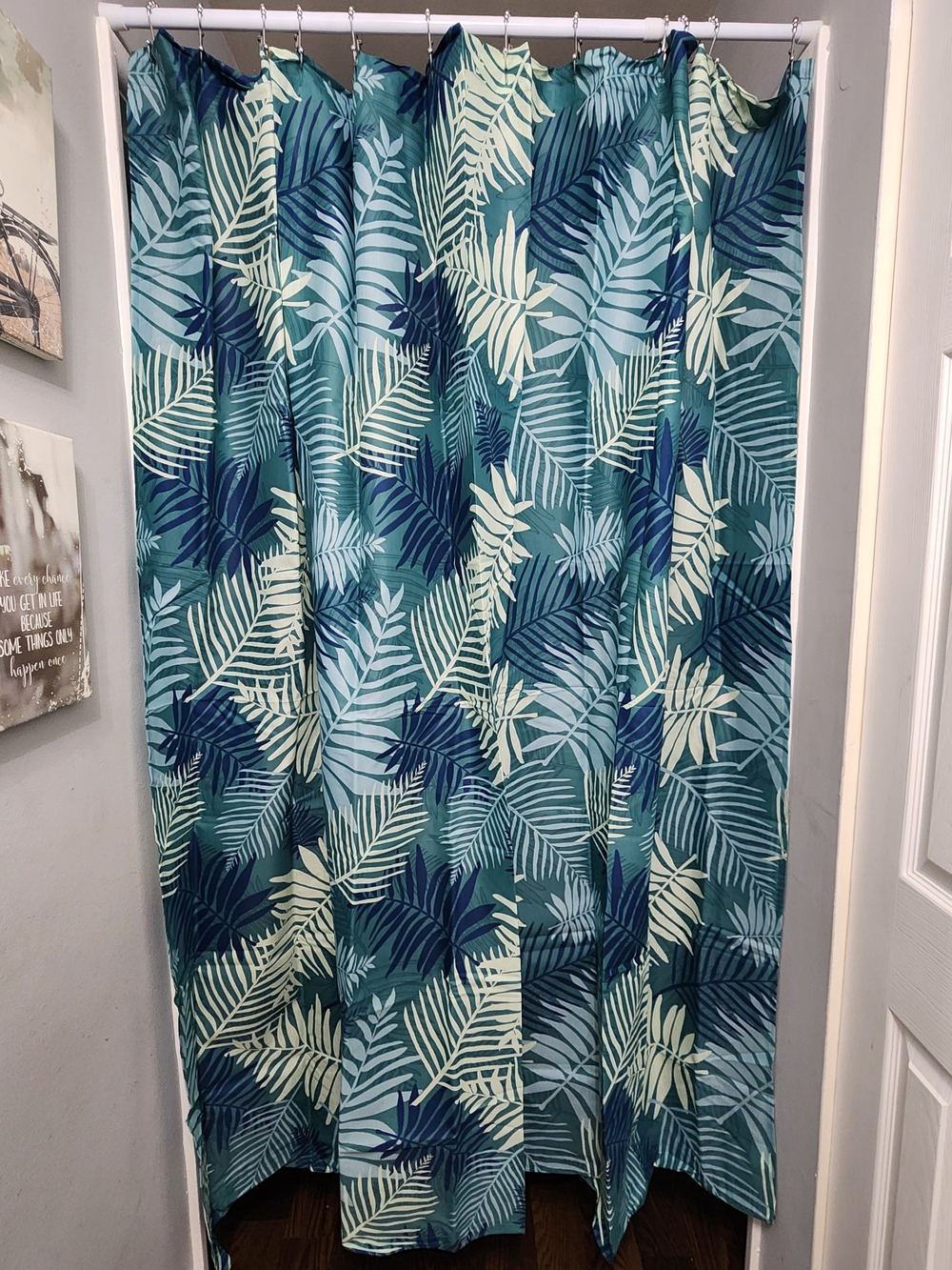 Tropical Palm Leaf Shower Curtain New 72x72 - Home Bath - Picture 3 of 11